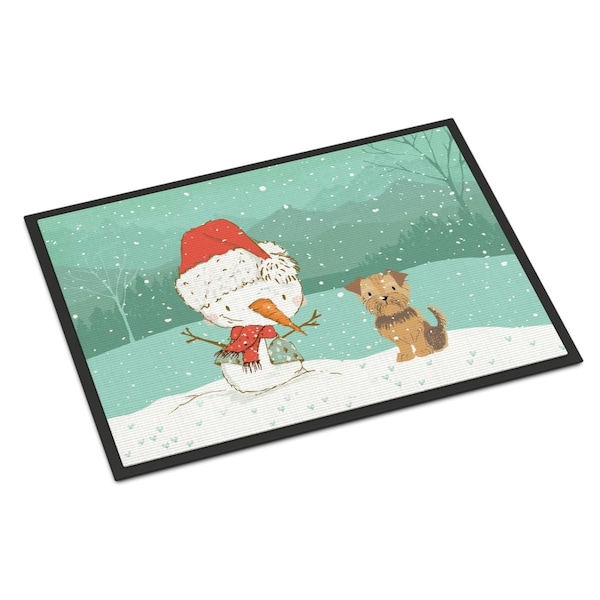 Carolines Treasures 24 x 36 in. Yorkie Natural Ears Snowman Christmas Indoor or Outdoor Mat CK2099JMAT - main